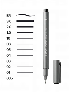 Капиллярные ручки линеры черные для скетчинга 12 штук Орбита OT-OCL03